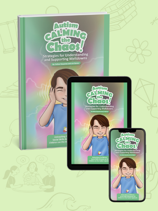 A heartwarming book cover of book Autism calming the Chaos capturing moments from our autism journey with Adrián and Guillermo.