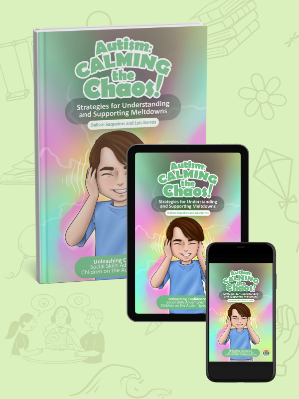 A heartwarming book cover of book Autism calming the Chaos capturing moments from our autism journey with Adrián and Guillermo.